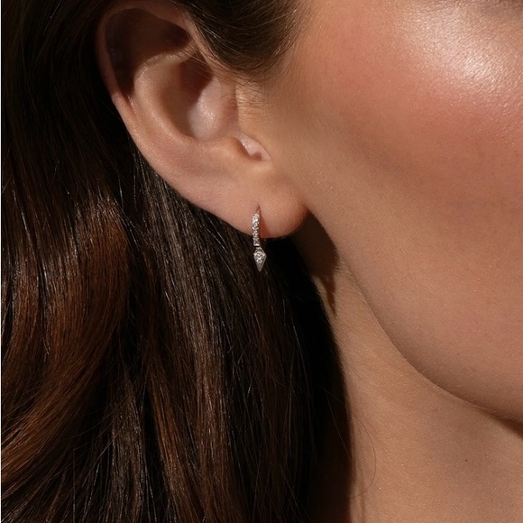 NEW Uncommon James Silver Tipping Point Pavé Huggie Earrings - Picture 1 of 4